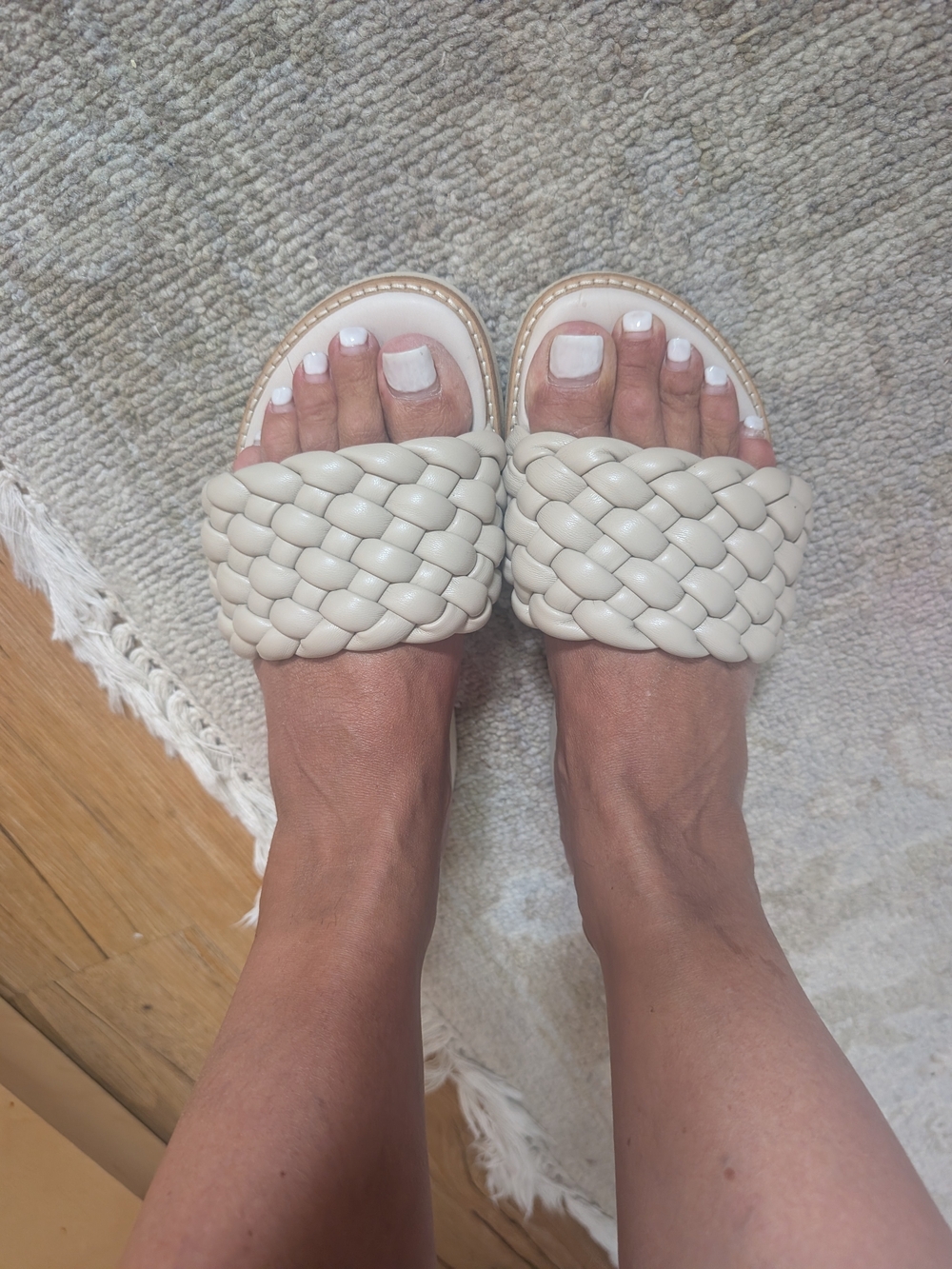 Paul Green Braided Slide Sandals - Cream Women's Fashion Slides